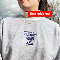 Tennis Sweatshirt, Vintage tennis club crewneck embroidered