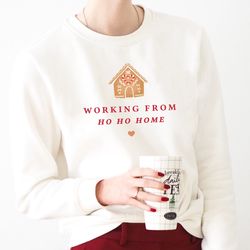 Work From Home shirt, Covid Christmas Sweater, Covid Pajamas, Ugly Christmas sweatshirt, Cute Christmas Women crewneck t