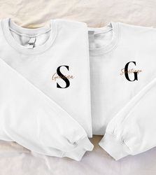 Embroidered Partner Sweatshirt personalized letters Name Couple Sweatshirt, Couples Shirt, Wedding, Anniversary, Valenti