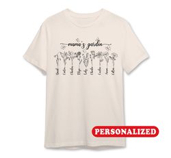 Mamas Garden Tshirt, Mother Day Gift, Custom Birth Month Flower Shirt, Moms Flowers Garden T Shirt, Custom Mom Tshirt, C