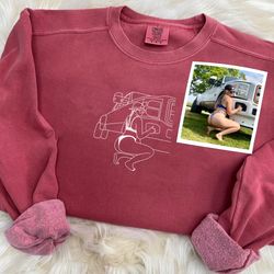 Comfort Colors Spicy Embroidered Sweatshirt, Car Outline Sweatshirt from Photo, Photo Hoodie, Anniversary Gift for Boyfr