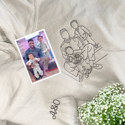 custom embroidered portrait sweatshirt from your photo, outline family photo sweatshirt, birthday gift for mom, dad