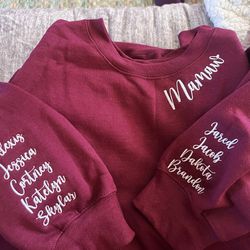 Custom Mamaw Sweatshirt with Grandkids Name, Mom Hoodie, Embroidered Mommy Neckline Crewneck, Mothers Day Gifts for Mom