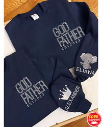 Customized God Father Sweatshirt, God Father Shirt, GodFather Gift, Godfather Proposal Crewneck, Papa With Kid Names On
