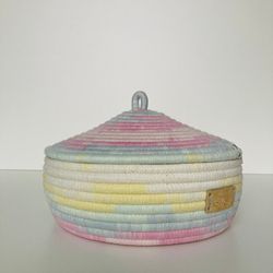 Pastel rainbow small basket with lid 4.5'' x 8''