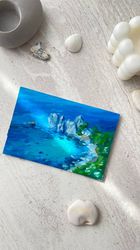 Seascape in oil. A Handmade oil painting. Mini oil painting