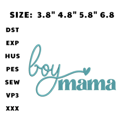 Boy Mama Embroidery Design, Mother Day Machine Embroidery Designs, Vintage Mom Embroidery Designs, Retro Mama Files
