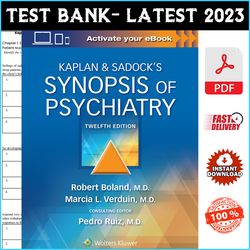 Test Bank for Kaplan and Sadocks Synopsis of Psychiatry 12th Edition By Robert Boland - PDF