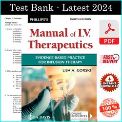 Test Bank for Phillips's Manual of I.V. Therapeutics Evidence-Based Practice for Infusion Therapy 8th Edition - PDF