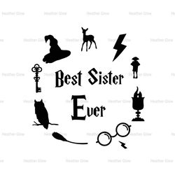 Round Deathly Hallows Symbol Best Sister Ever SVG Cut Files