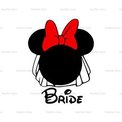 Bride Minnie Mouse Red Bow Disney Wedding SVG