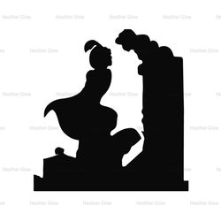 Aladdin And Jasmine Princess Love Scene Silhouette SVG