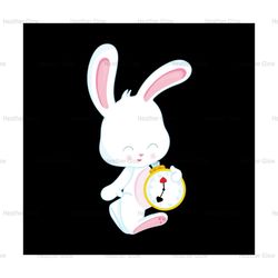 Cartoon White Rabbit Clock Wonderland Characters SVG