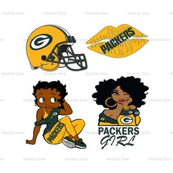 Green Bay Packers SVG, Packers Black Girl Logo SVG, Betty Boop Packers SVG Cut File Silhouette