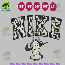 nike cow machine embroidery design file, machine embroidery pattern, digital design instant download, embroidery pattern