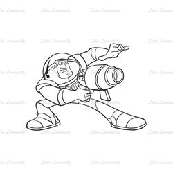 Disney Cartoon Toy Story Character Buzz Lightyear Toy With A Gun Silhouette SVG