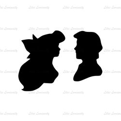 Little Princess Ariel and Prince Eric Head Silhouette SVG