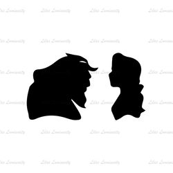 Belle and The Beast Head Disney Cartoon Silhouette SVG