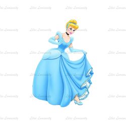 Disney Princess Cinderella Wears Glass Slipper PNG