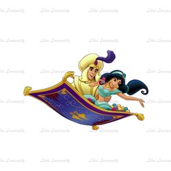 Prince and Princess Flying on A Magic Carpet PNG