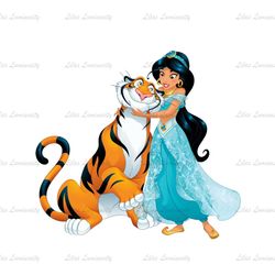 Princess Jasmine and Rajah The Tiger Disney Aladdin PNG