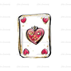 Alice In Wonderland Hearts Poker Card Watercolor PNG
