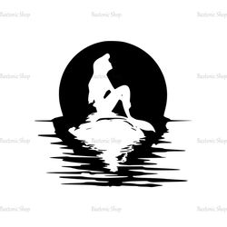 Little Mermaid Princess Ariel Sitting Underneath The Sunset SVG