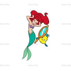 Little Princess Ariel and Flounder Fish Funny Clipart SVG
