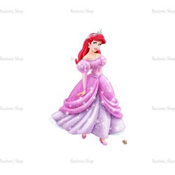 Little Princess Ariel In Pink Glitter Dress PNG