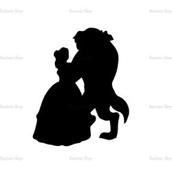 Beauty And The Beast Cartoon Couples Silhouette SVG