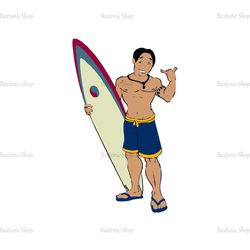 Surfing David Kawena Disney Cartoon Character SVG