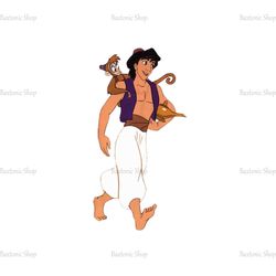 Aladdin With Abu Monkey On His Shoulder PNG