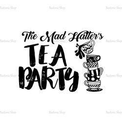 The Mad Hatter Tea Party Tea Cups Silhouette SVG