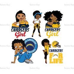 Betty Boop Chargers Girl SVG, Los Angeles Chargers Svg, NFL Svg, Sport Fan Logo SVG Sublimation Files
