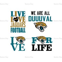 Jacksonville Jaguars Logo Bundle SVG, Live Love Jaguars Football SVG, Sport Fan, Digital Instant Download Files