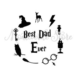 Round Deathly Hallows Symbol Best Dad Ever SVG Cut Files