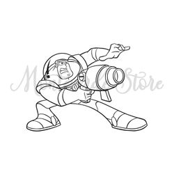 Disney Cartoon Toy Story Character Buzz Lightyear Toy With A Gun Silhouette SVG