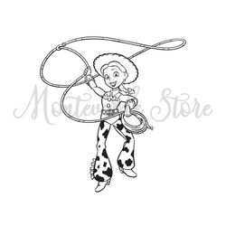 Disney Cartoon Toy Story Character Jessie Throwing The Rope Toy Silhouette SVG