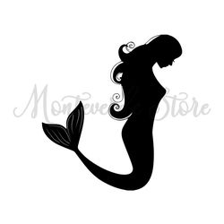 The Little Mermaid Princess Ariel Side View Silhouette Vector SVG
