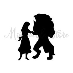 Disney Cartoon Beauty and The Beast Couples Silhouette SVG