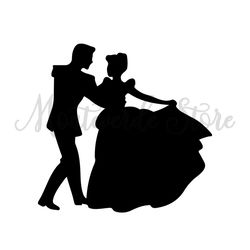 Disney Prince Charming and Princess Cinderella Dancing Silhouette SVG