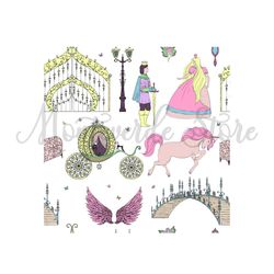 Princess and Knight Seamless Pattern Disney Cinderella Sticker SVG
