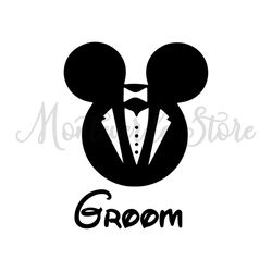 White Bow Groom Mickey Mouse Head Disney Wedding SVG