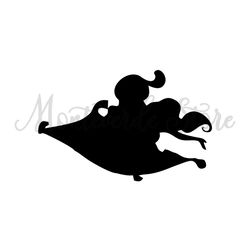 Aladdin Princess Jasmine and The Magic Carpet Silhouette SVG