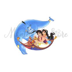 Aladdin and Friends On The Flying Carpet Disney Cartoon PNG