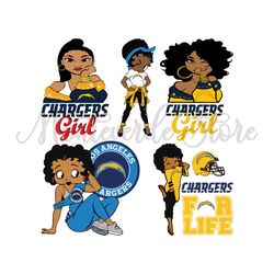 Betty Boop Chargers Girl SVG, Los Angeles Chargers Svg, NFL Svg, Sport Fan Logo SVG Sublimation Files