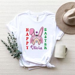 Kids Easter T-shirt, Custom Baby Bunny Shirt, Personalized Boys and Girls Name Easter Tee, Easter Bunny Gift, Cute Easte