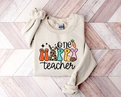 One Hoppy Teacher Sweatshirt, Teacher Easter Sweatshirt, Hip Hop Bunny Shirt, One Happy Teacher, Easter Shirt, Easter Gi