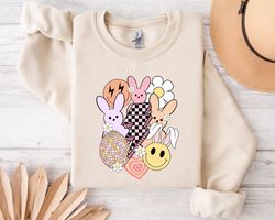 Retro Easter Sweatshirt, Easter Bunny Shirt, Easter Shirt, Groovy Easter, Bunny Sweater, Easter Lightning Bolt, Happy Ea