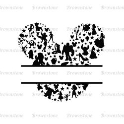 Walt Disney Characters Mickey Head Monogram SVG